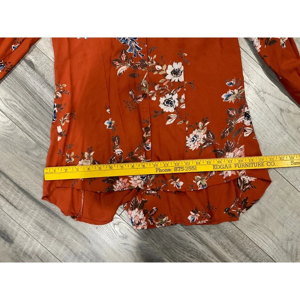 Back In The Saddle Floral Western Button Down Shirt Rust Orange Lace Up Back M - Picture 3 of 7